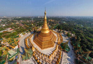 Aerial view of Shwedagon Pagoda, Myanmar